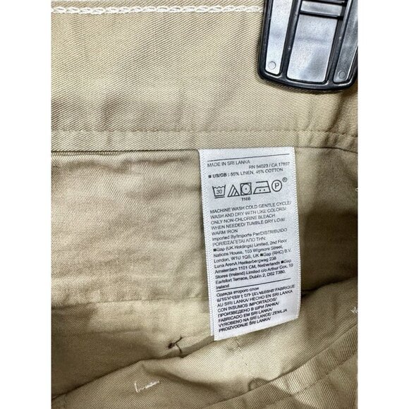 Banana Republic Linen Blend 9" Shorts Mens 31 Cream Green Palm Pleated Front NEW - Picture 7 of 11